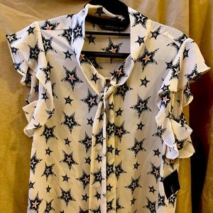 Zara- flirty short sleeve print blouse. Small